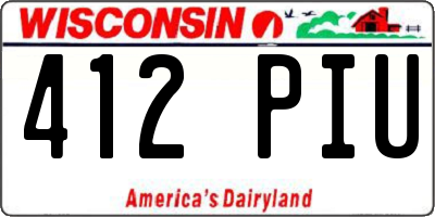 WI license plate 412PIU
