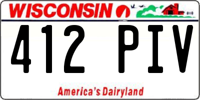 WI license plate 412PIV