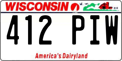 WI license plate 412PIW