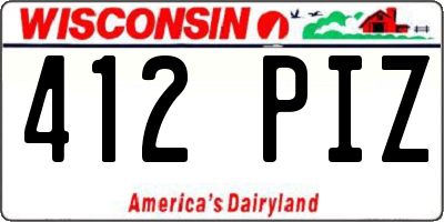 WI license plate 412PIZ