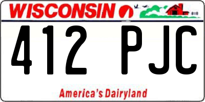 WI license plate 412PJC