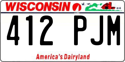 WI license plate 412PJM