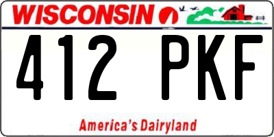 WI license plate 412PKF