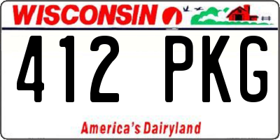 WI license plate 412PKG