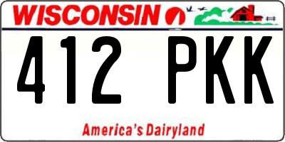 WI license plate 412PKK