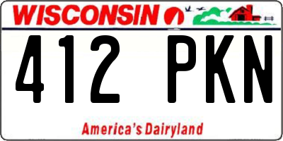 WI license plate 412PKN