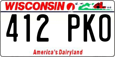 WI license plate 412PKO