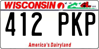 WI license plate 412PKP