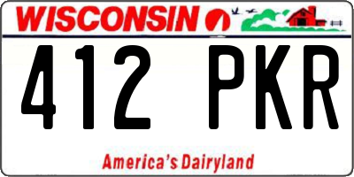 WI license plate 412PKR