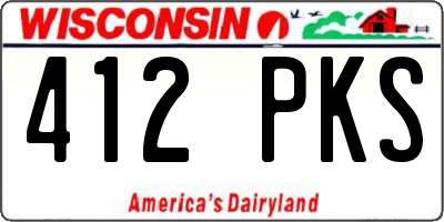 WI license plate 412PKS