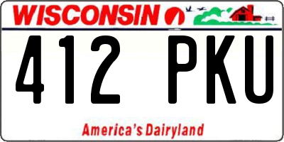 WI license plate 412PKU