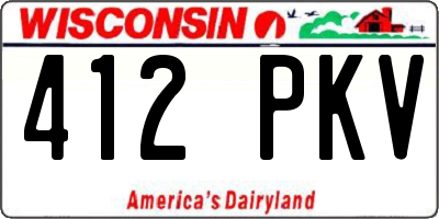 WI license plate 412PKV