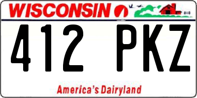 WI license plate 412PKZ