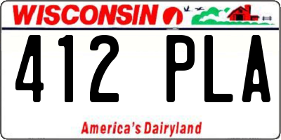 WI license plate 412PLA