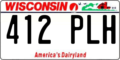 WI license plate 412PLH