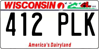 WI license plate 412PLK