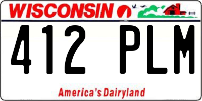 WI license plate 412PLM