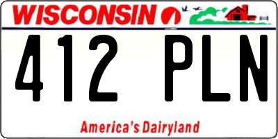 WI license plate 412PLN