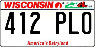 WI license plate 412PLO