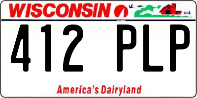 WI license plate 412PLP