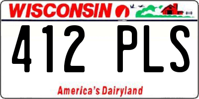 WI license plate 412PLS