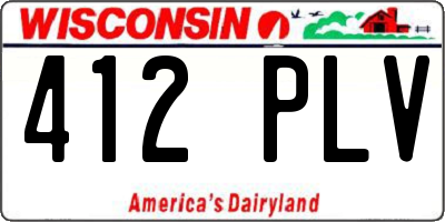 WI license plate 412PLV