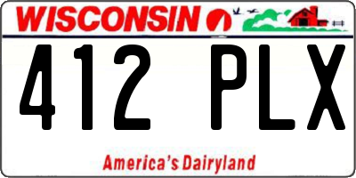 WI license plate 412PLX