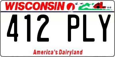 WI license plate 412PLY