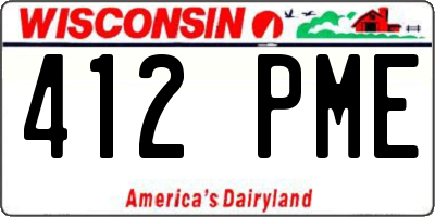 WI license plate 412PME