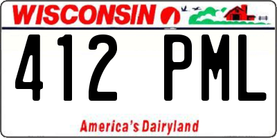 WI license plate 412PML