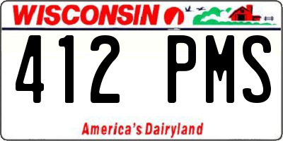 WI license plate 412PMS