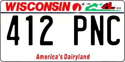 WI license plate 412PNC