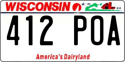 WI license plate 412POA