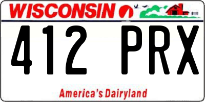 WI license plate 412PRX