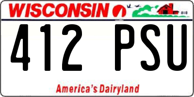 WI license plate 412PSU