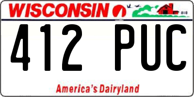 WI license plate 412PUC