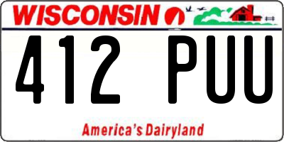 WI license plate 412PUU