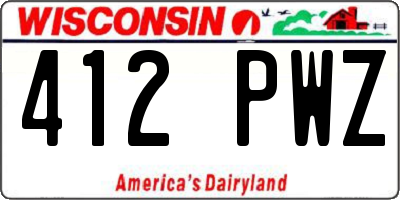 WI license plate 412PWZ
