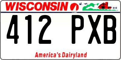 WI license plate 412PXB