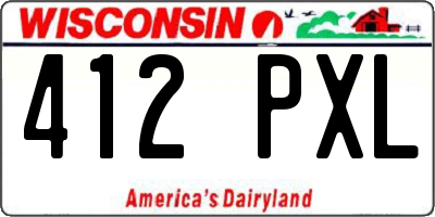 WI license plate 412PXL