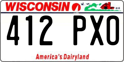 WI license plate 412PXO
