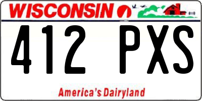 WI license plate 412PXS