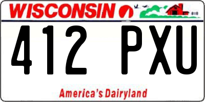 WI license plate 412PXU