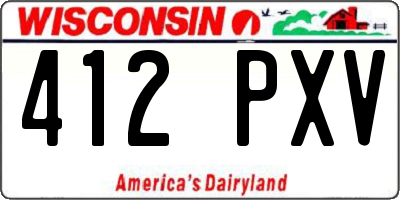 WI license plate 412PXV