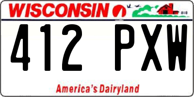 WI license plate 412PXW