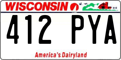 WI license plate 412PYA