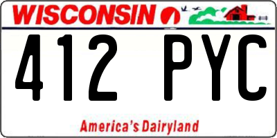 WI license plate 412PYC