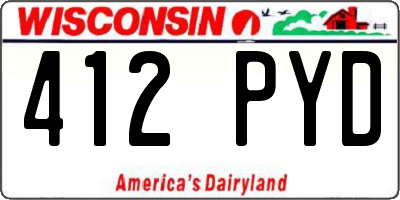 WI license plate 412PYD
