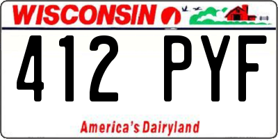 WI license plate 412PYF