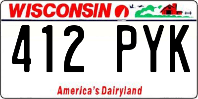 WI license plate 412PYK